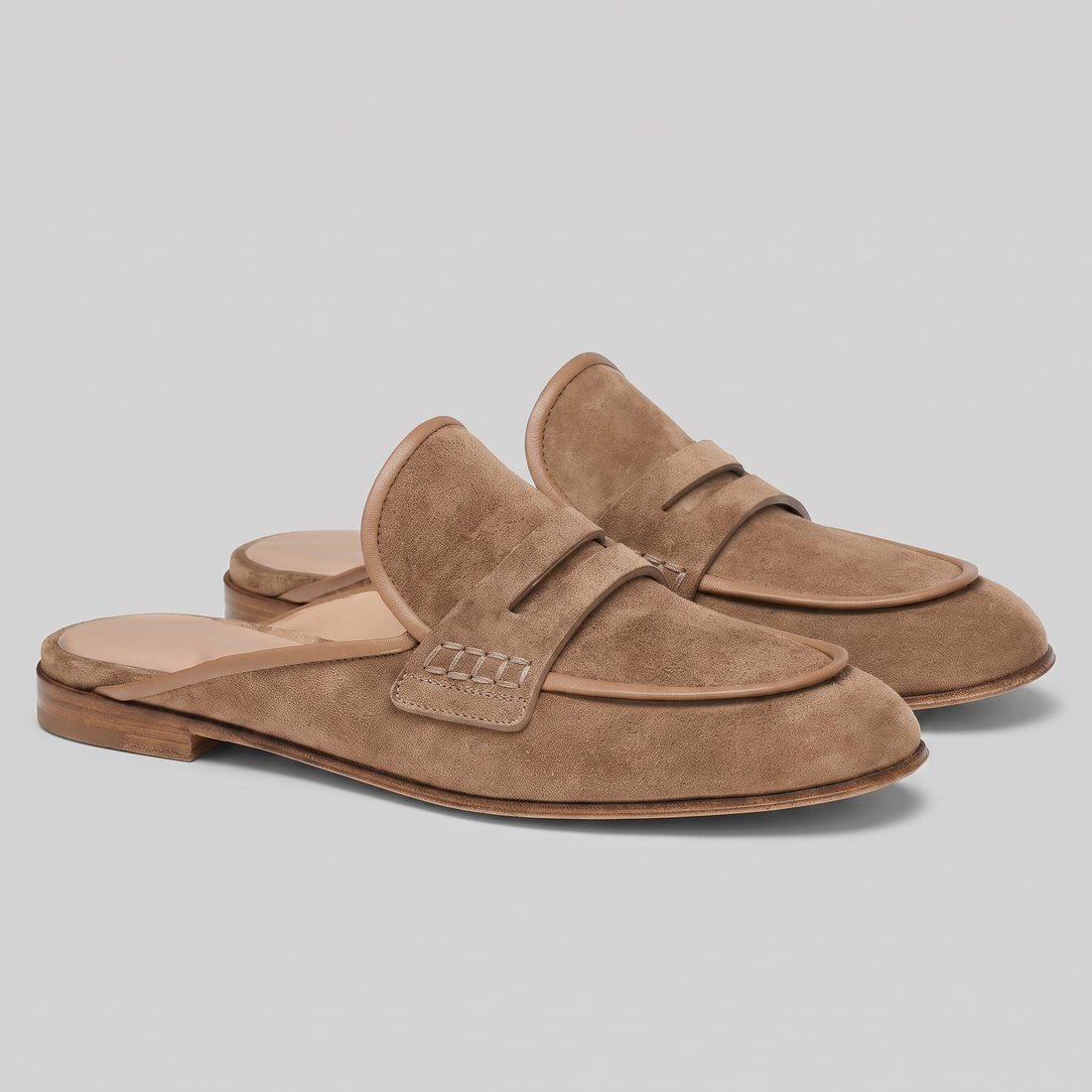 Men's Suede Backless Penny Loafers