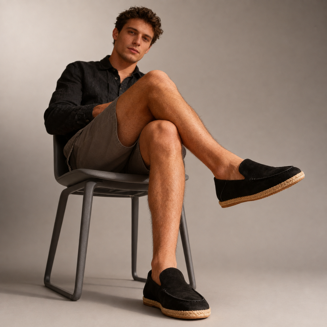 Men's Suede Espadrille Loafers