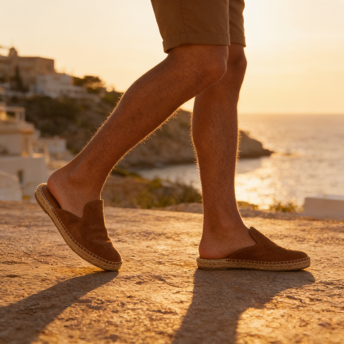 Men's Suede Espadrille Mule Loafers