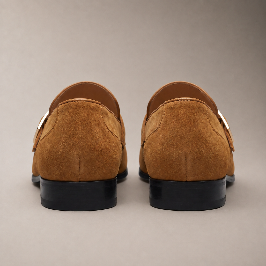 Men's Suede Gold Buckle Loafers
