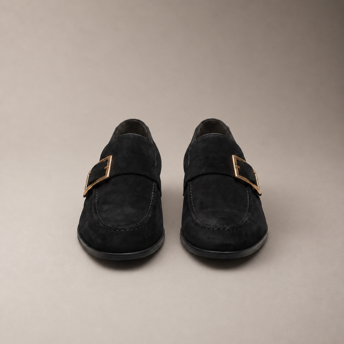 Men's Suede Gold Buckle Loafers