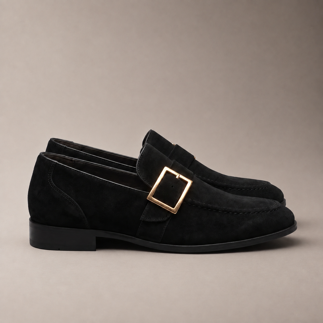Men's Suede Gold Buckle Loafers