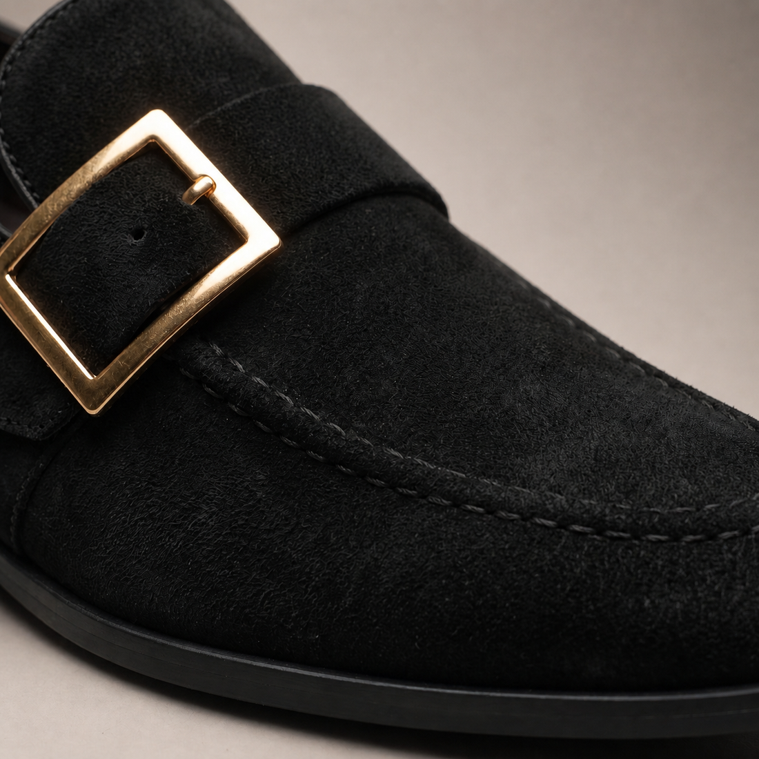 Men's Suede Gold Buckle Loafers