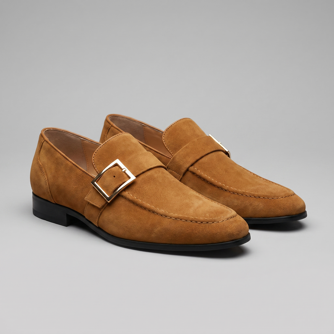 Men's Suede Gold Buckle Loafers