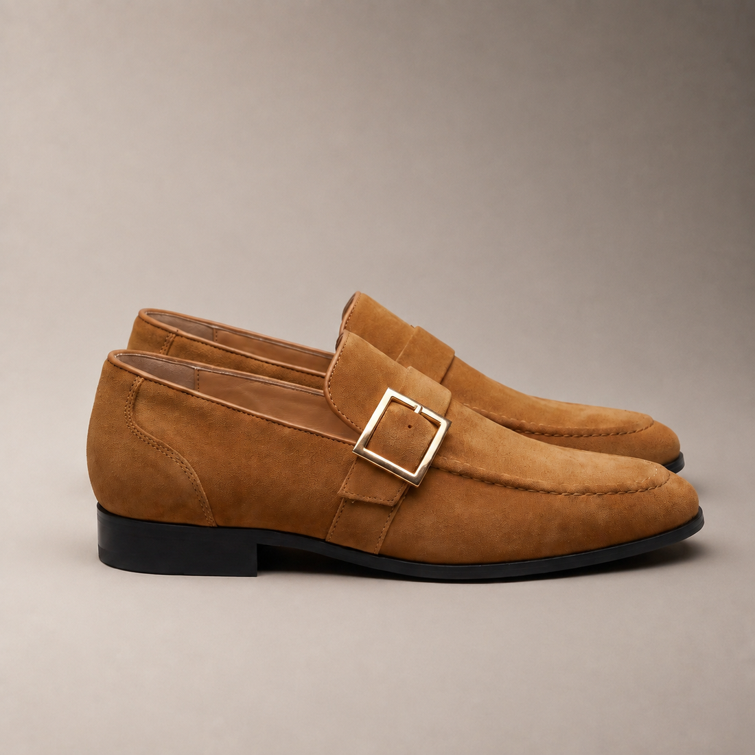 Men's Suede Gold Buckle Loafers