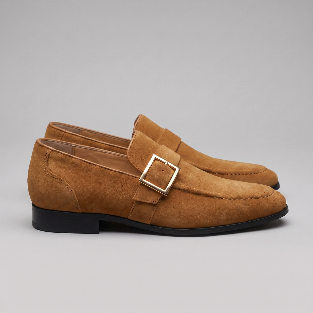 Men's Suede Gold Buckle Loafers