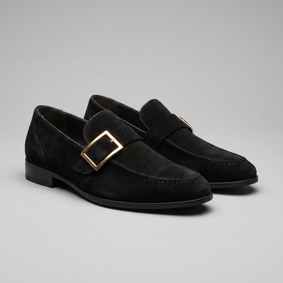 Men's Suede Gold Buckle Loafers