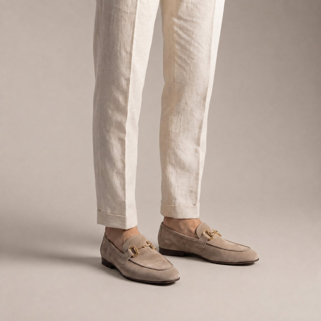 Men's Suede Loafers with Horsebit Detail