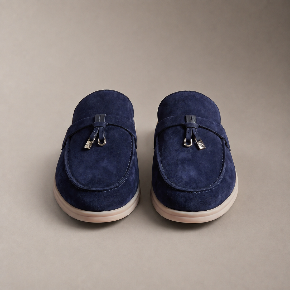 Men's Suede Metal Buckle Loafer Mules