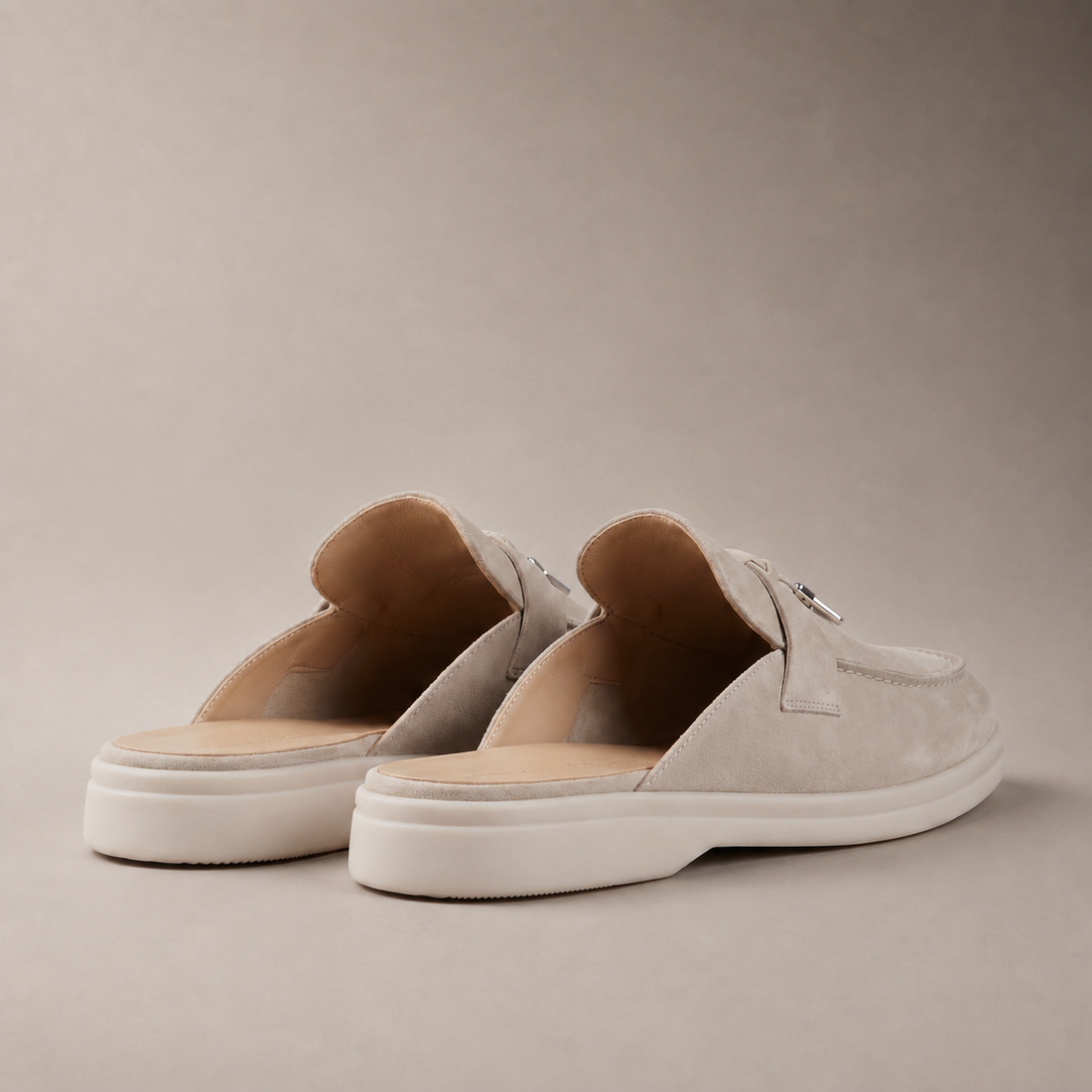 Men's Suede Metal Buckle Loafer Mules