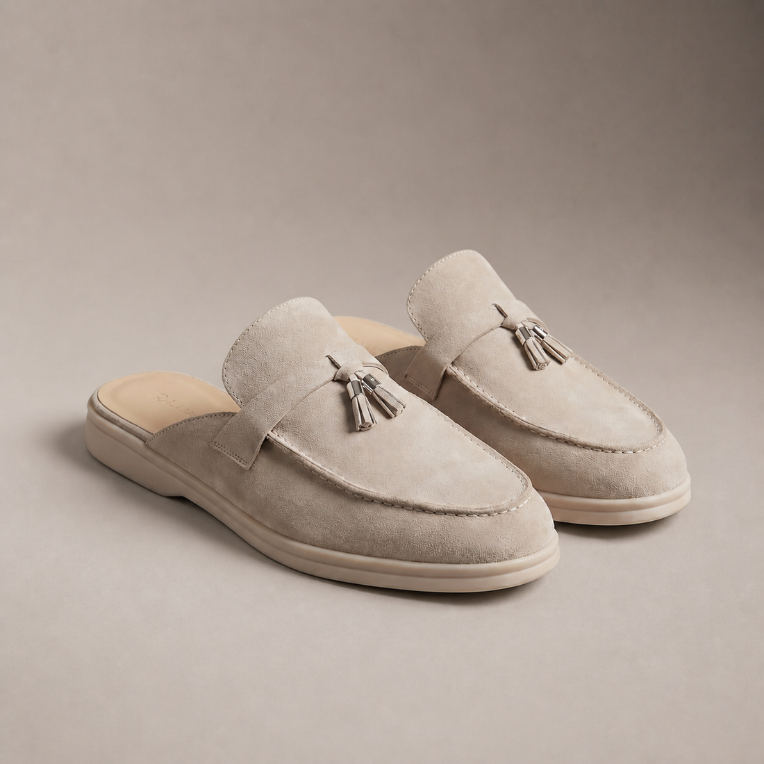 Men's Suede Metal Buckle Loafer Mules