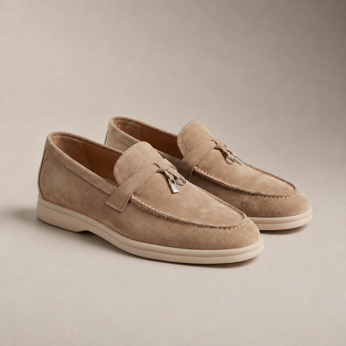 Men's Suede Metal Buckle Loafers