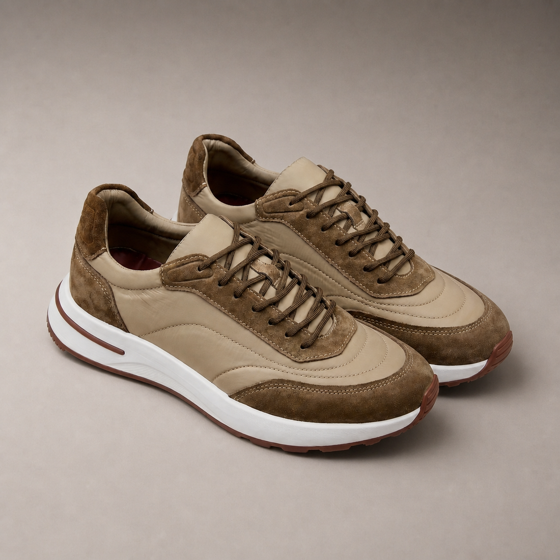 Men's Suede Panel Lace-Up Trainers
