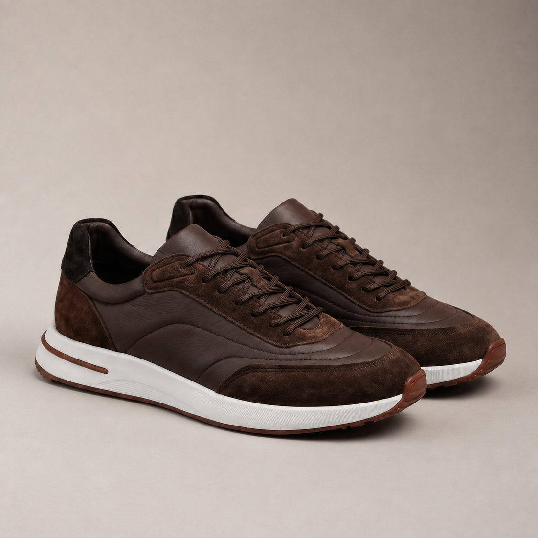 Men's Suede Panel Lace-Up Trainers