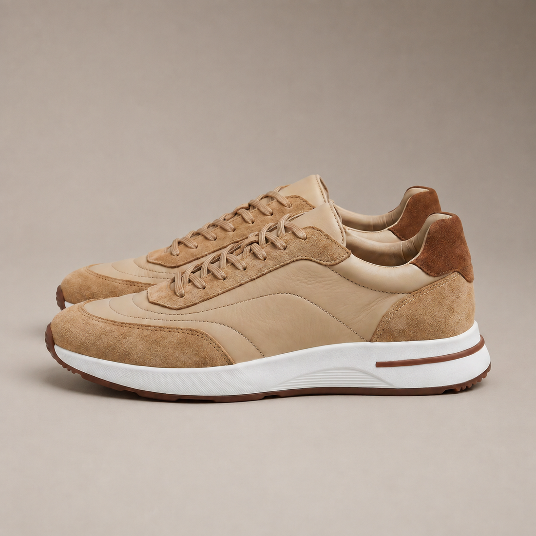 Men's Suede Panel Lace-Up Trainers