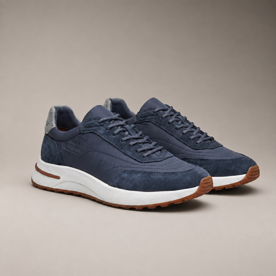 Men's Suede Panel Lace-Up Trainers