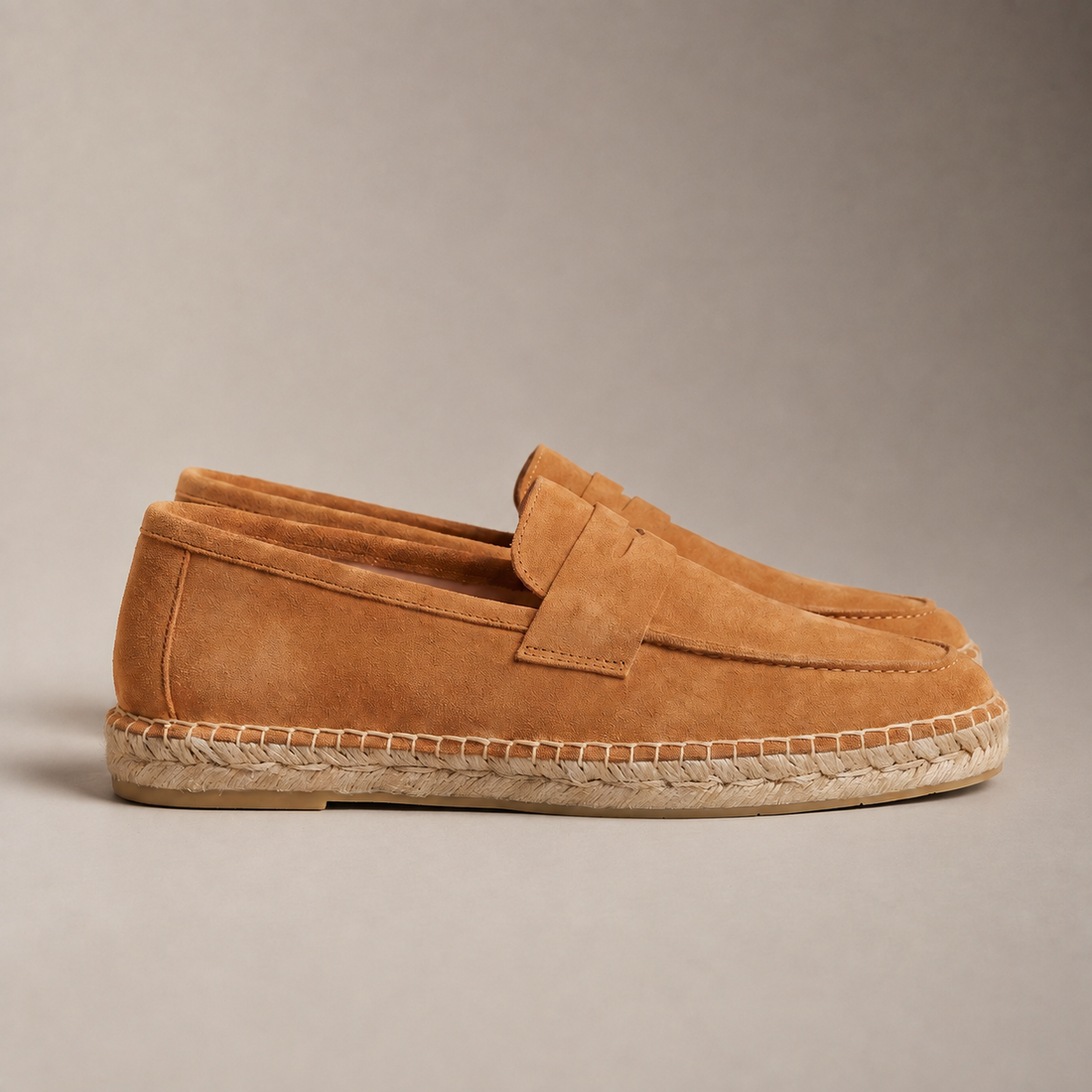 Men's Suede Penny Espadrille Loafers