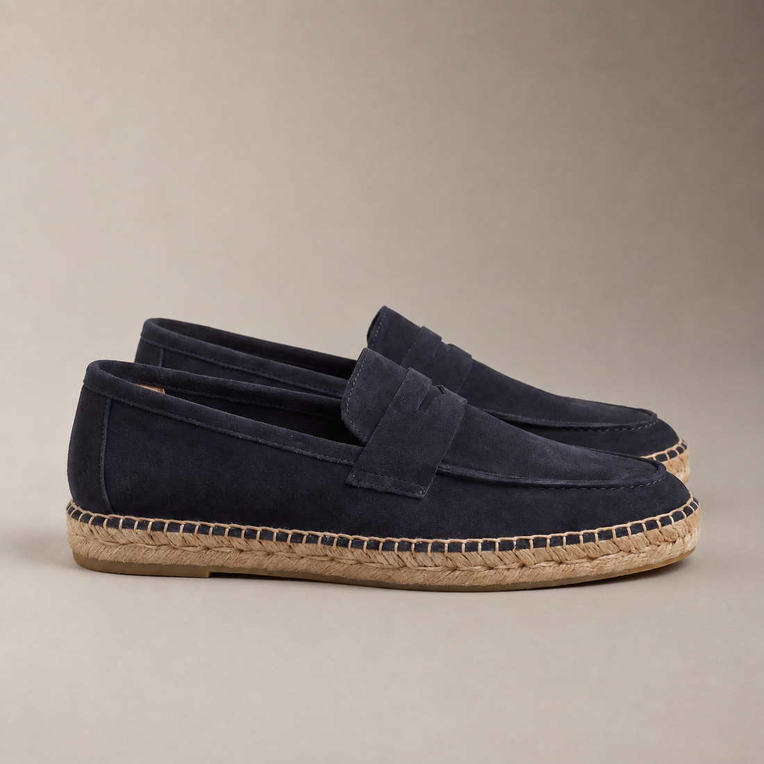Men's Suede Penny Espadrille Loafers