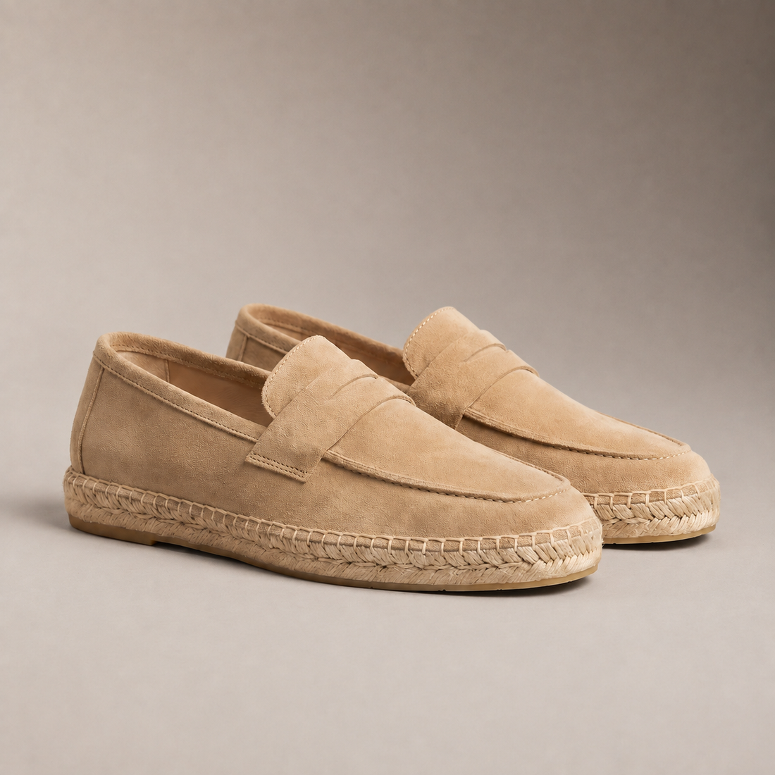 Men's Suede Penny Espadrille Loafers