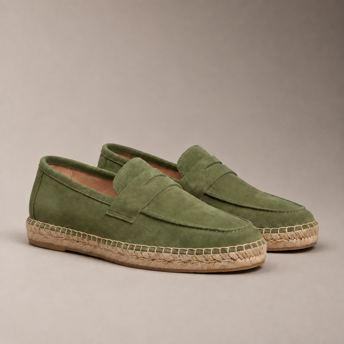 Men's Suede Penny Espadrille Loafers