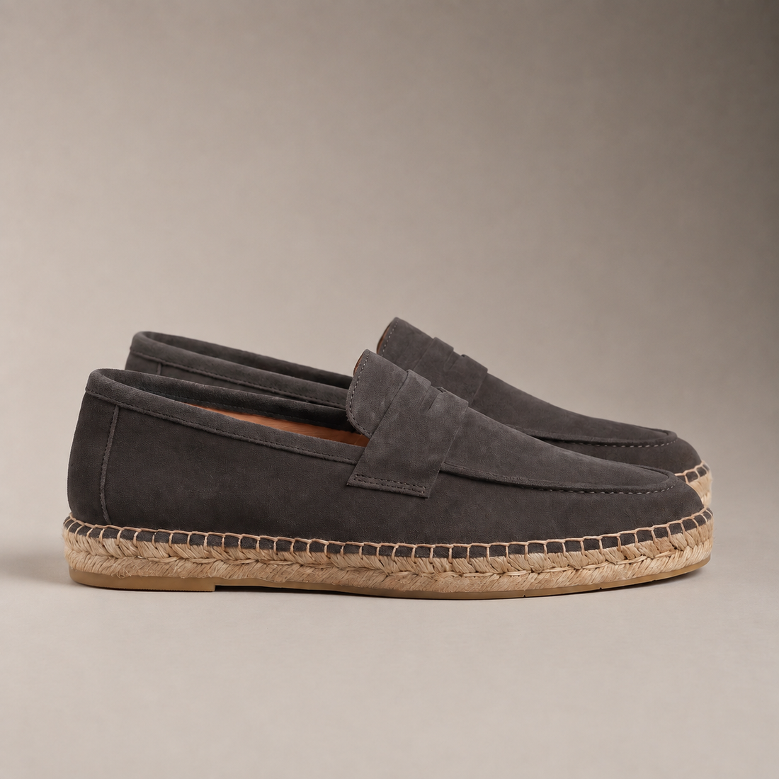Men's Suede Penny Espadrille Loafers