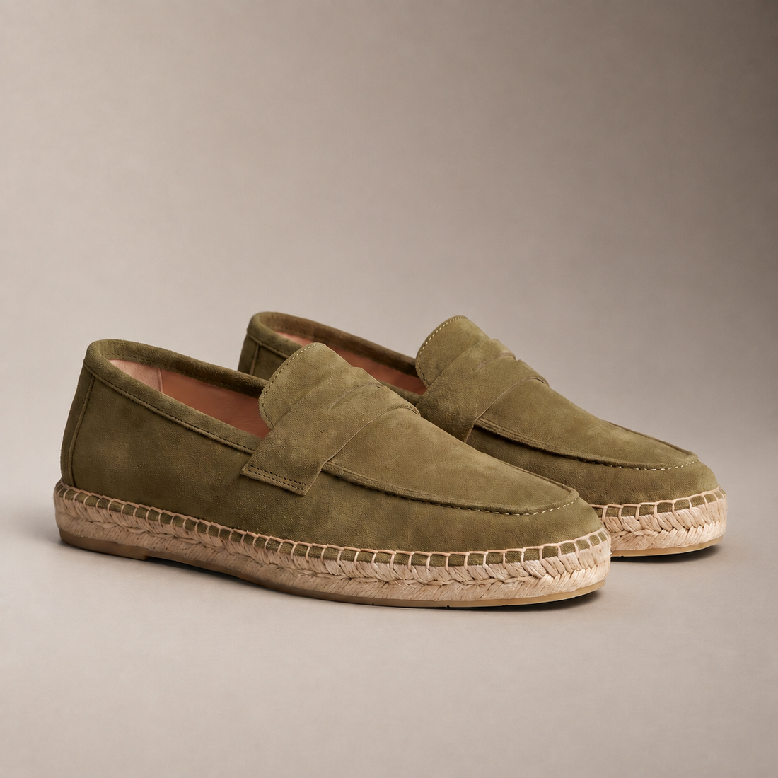 Men's Suede Penny Espadrille Loafers