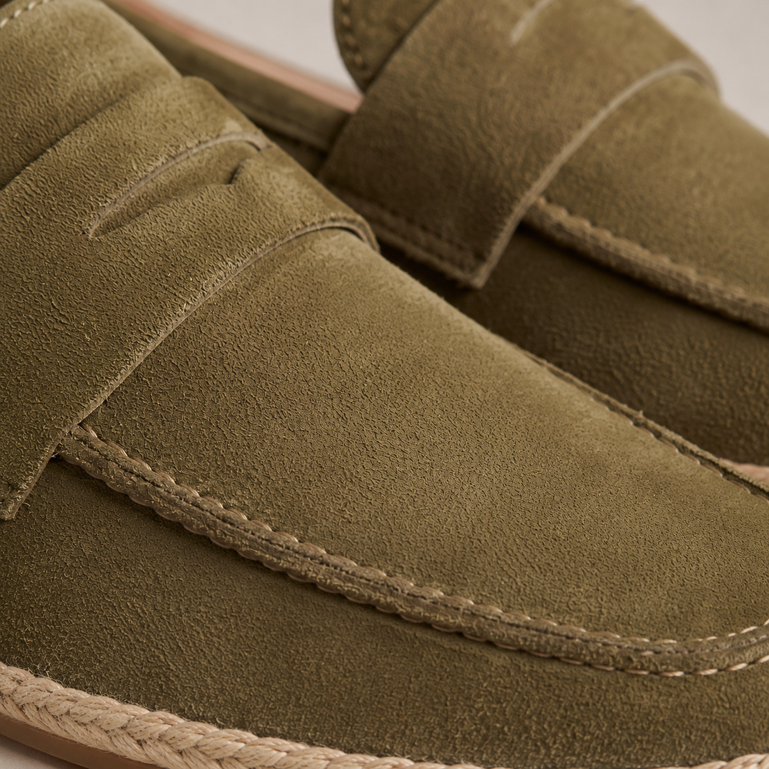 Men's Suede Penny Espadrille Loafers