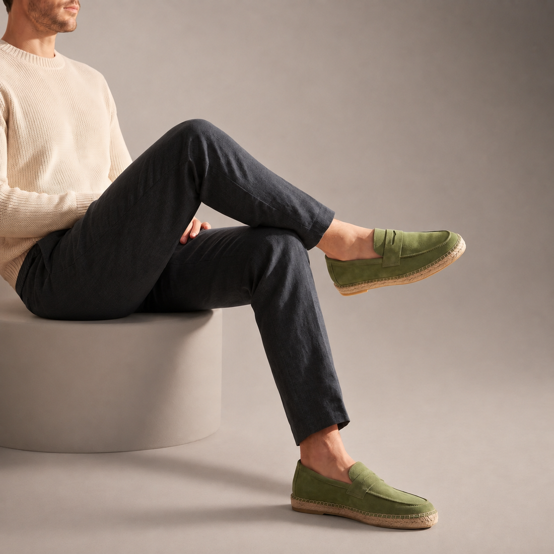 Men's Suede Penny Espadrille Loafers