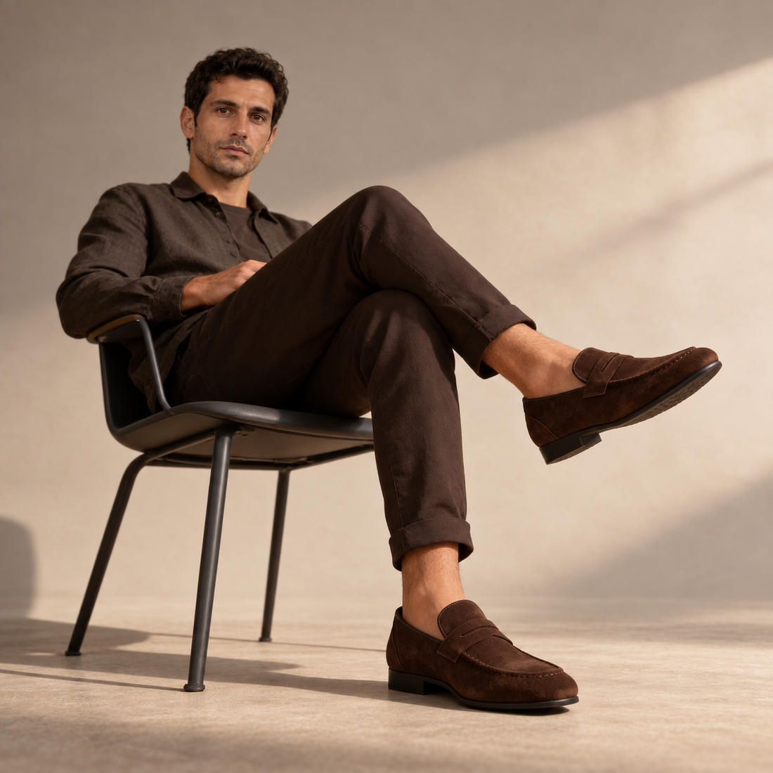 Men's Suede Penny Loafers