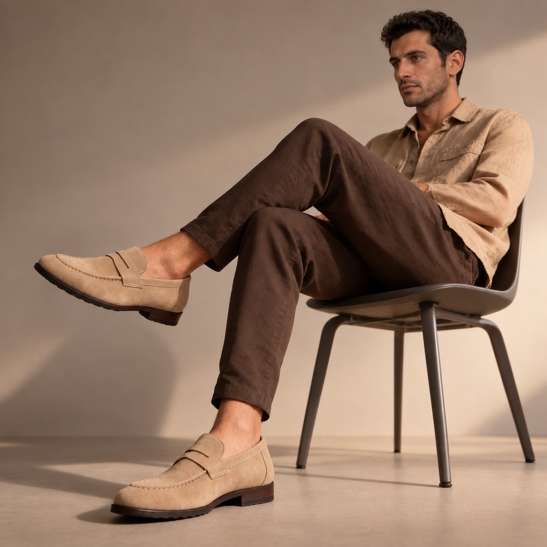 Men's Suede Penny Loafers
