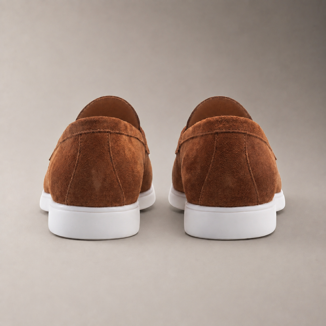 Men's Suede Penny Loafers with White Sole