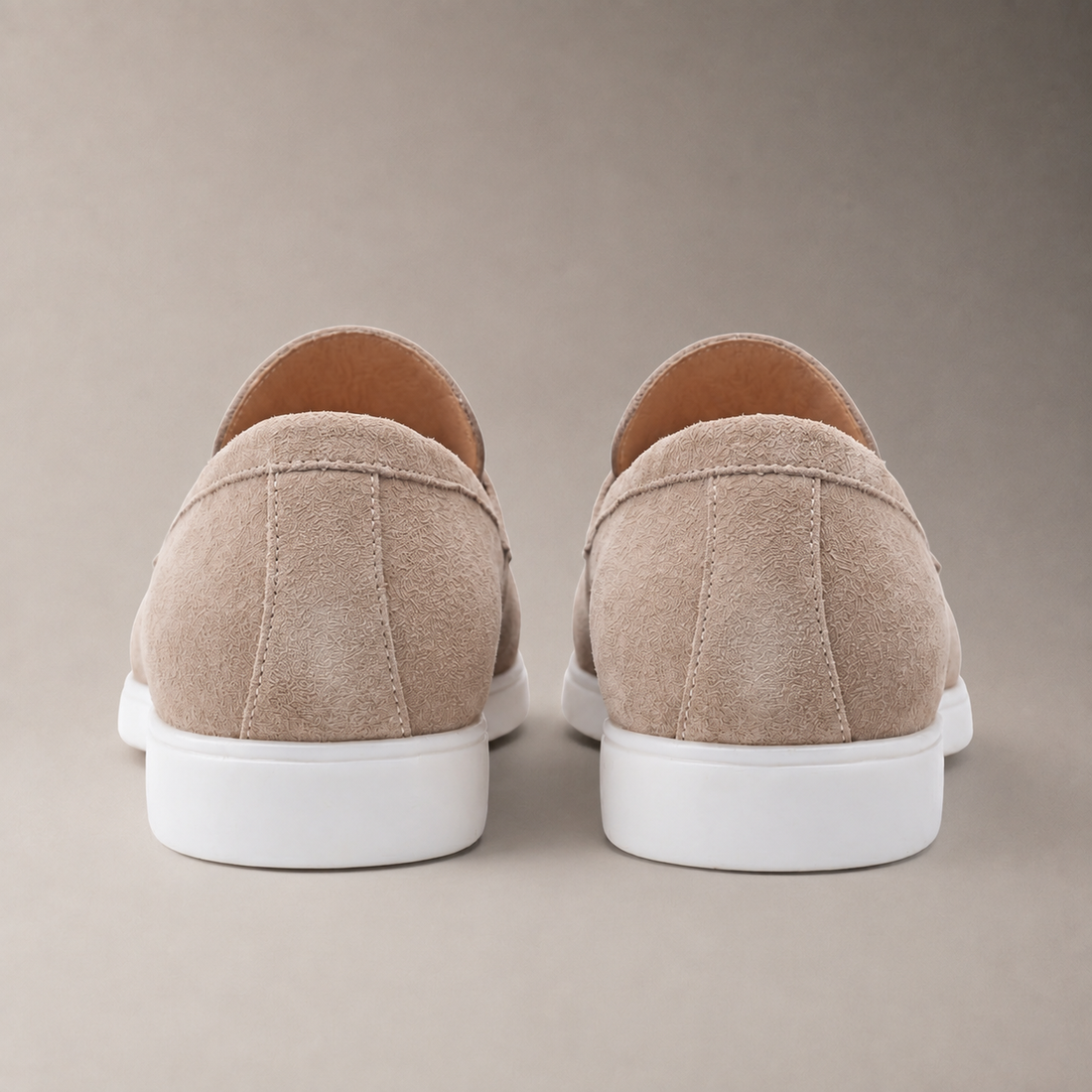 Men's Suede Penny Loafers with White Sole