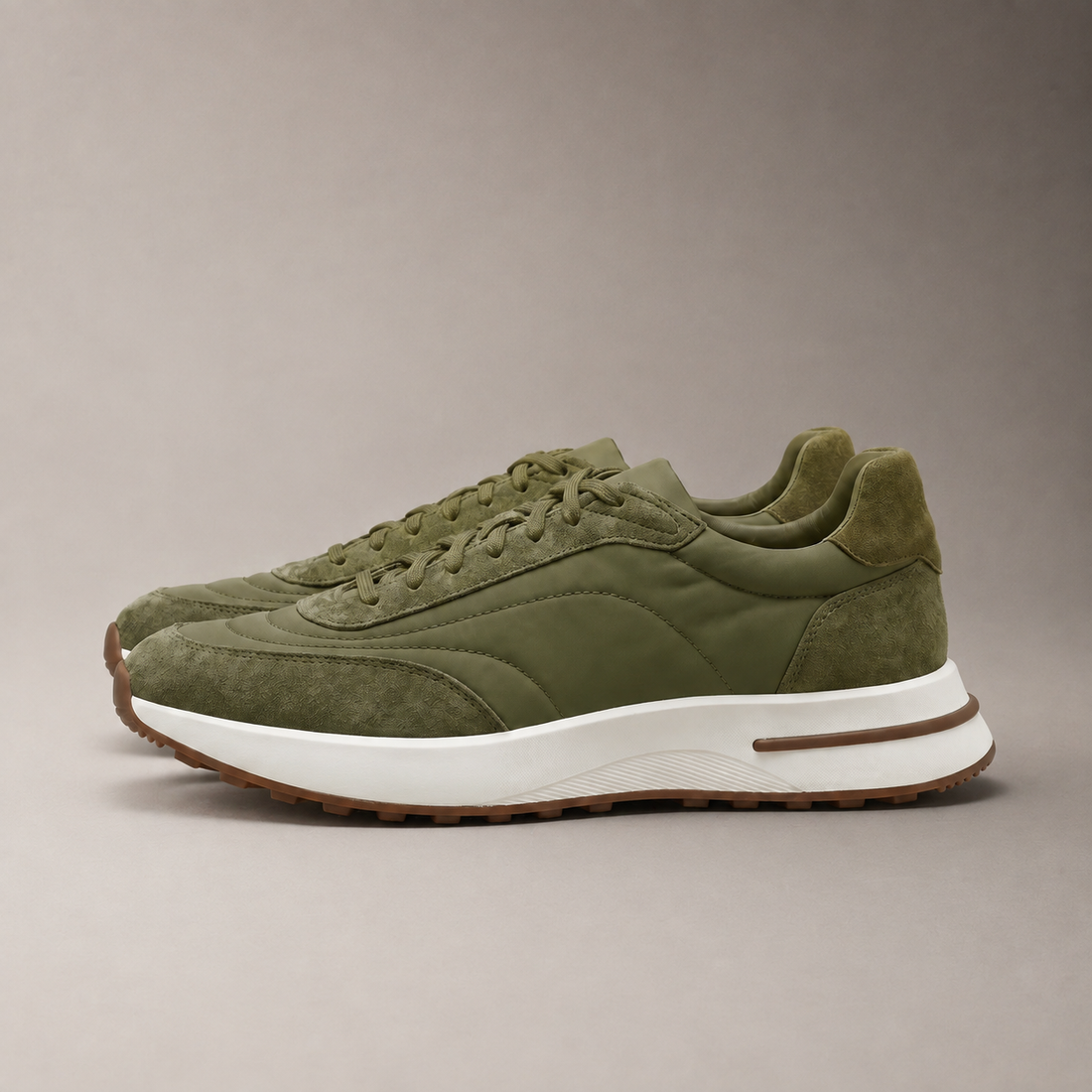 Men's Suede and Nylon Panel Trainers