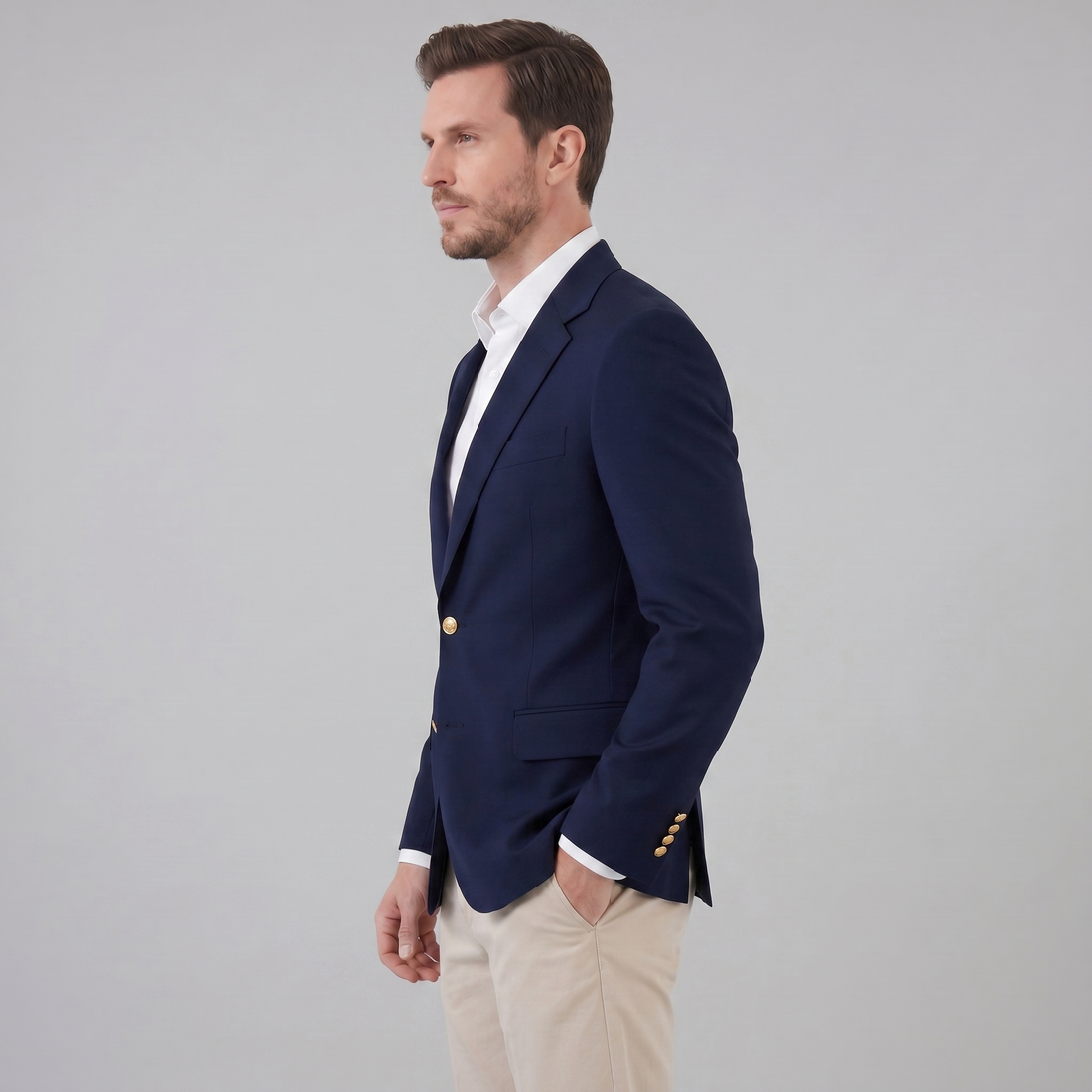 Men's Tailored Grey Blazer Jacket for Formal Occasions