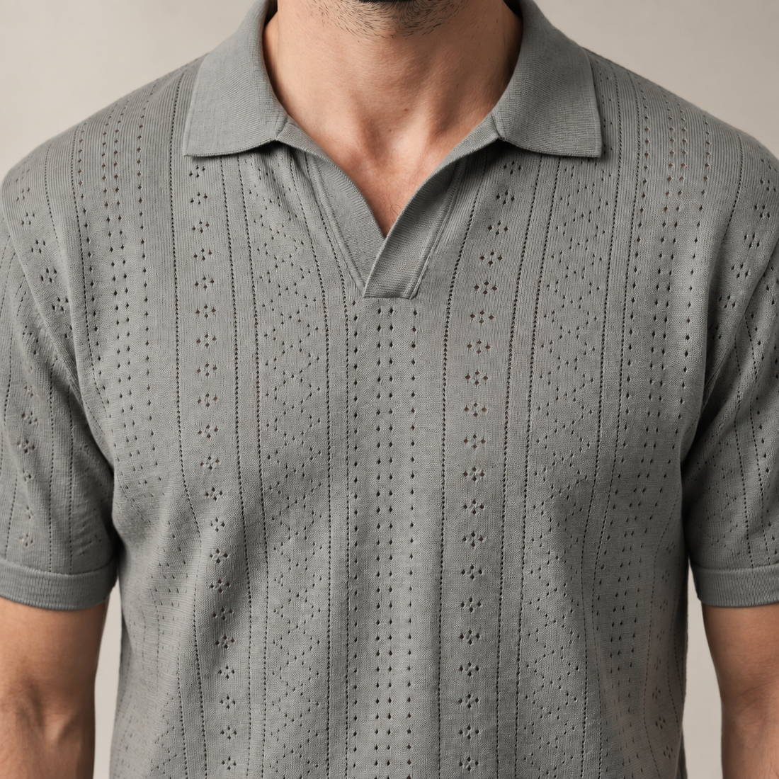 Men's Textured Knit Polo Shirt