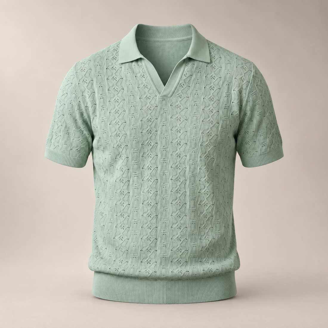 Men's Textured Knit Polo Shirt