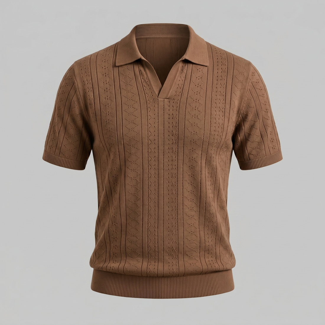Men's Textured Knit Polo Shirt