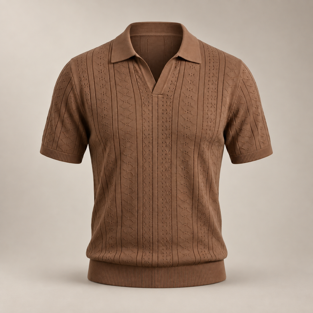 Men's Textured Knit Polo Shirt