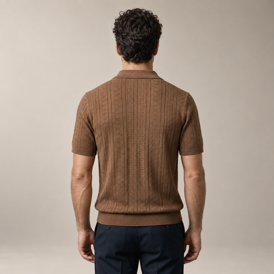Men's Textured Knit Polo Shirt