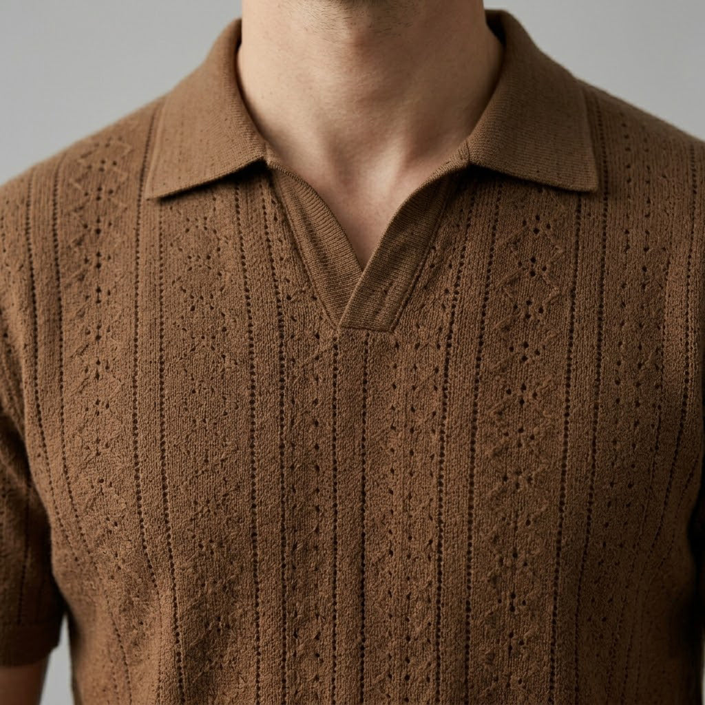 Men's Textured Knit Polo Shirt