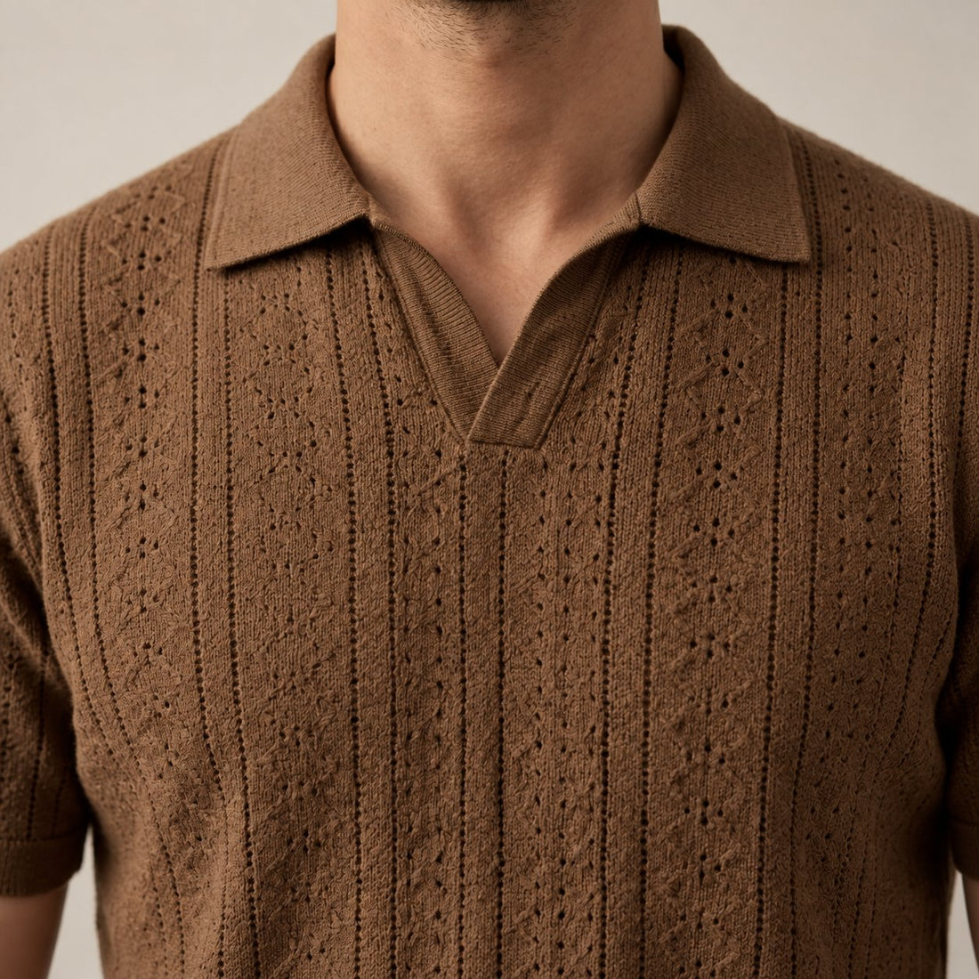 Men's Textured Knit Polo Shirt