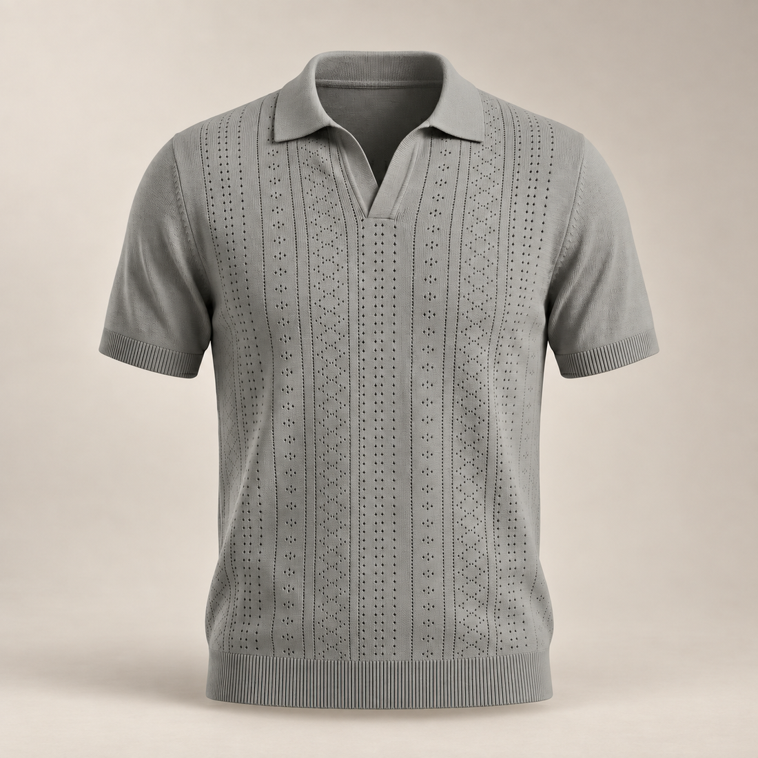 Men's Textured Knit Polo Shirt