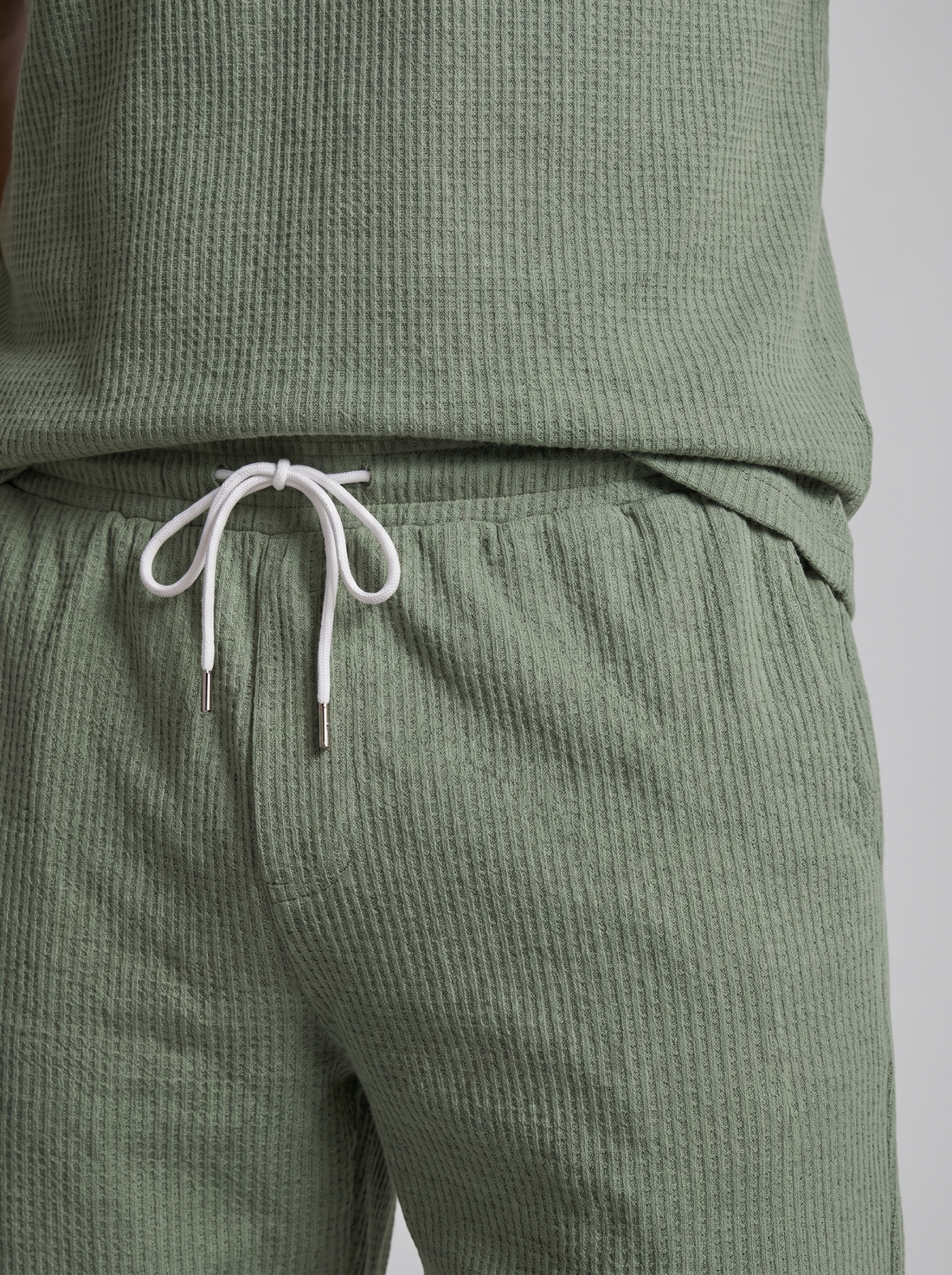 Men's Textured Knit Two Piece Set with Polo and Shorts