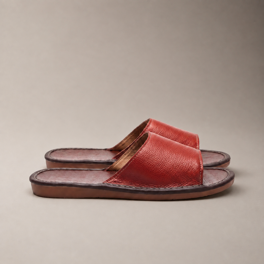 Men's Textured Leather Open-Toe Slide Sandal