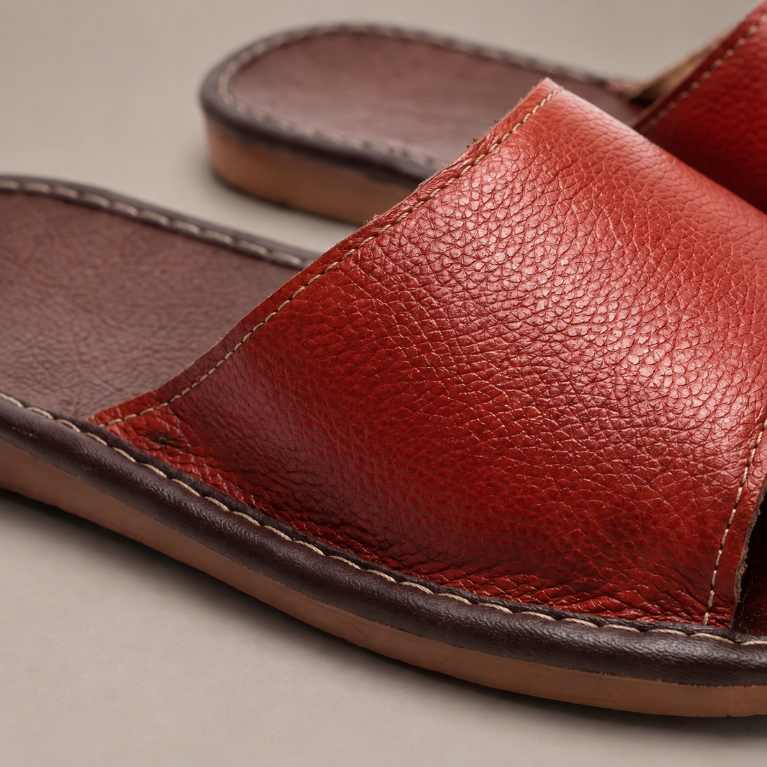 Men's Textured Leather Open-Toe Slide Sandal
