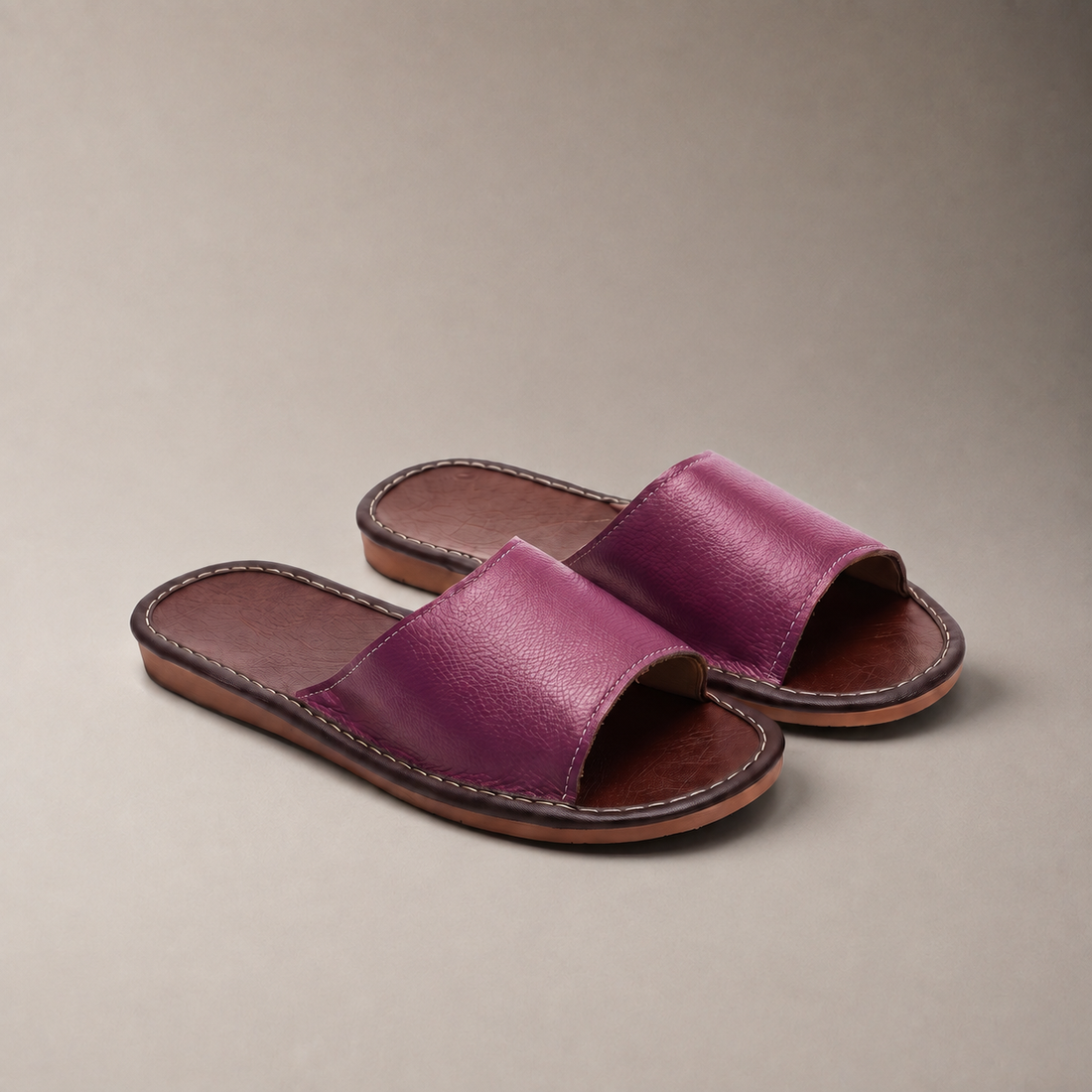 Men's Textured Leather Open-Toe Slide Sandal