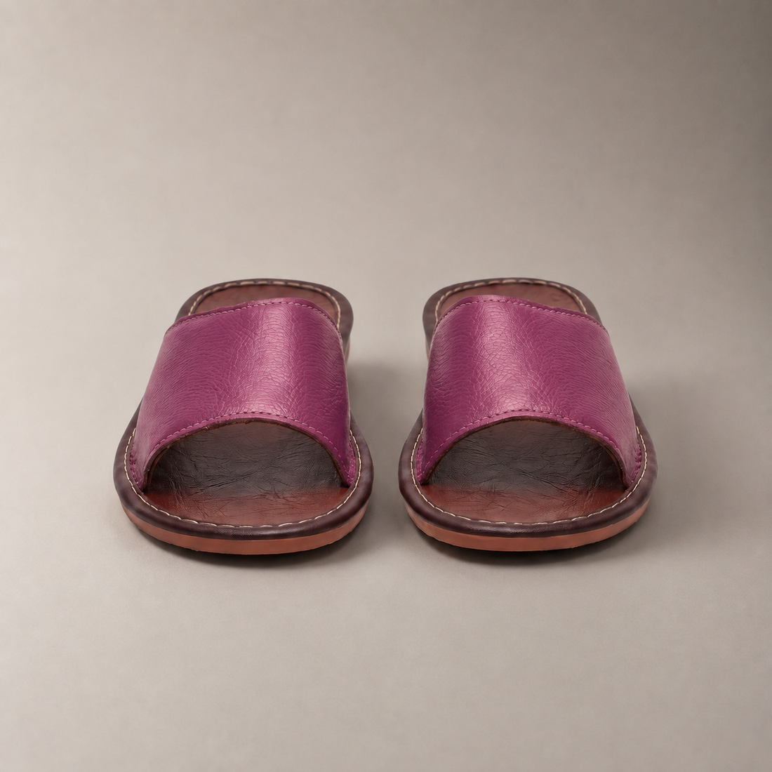 Men's Textured Leather Open-Toe Slide Sandal