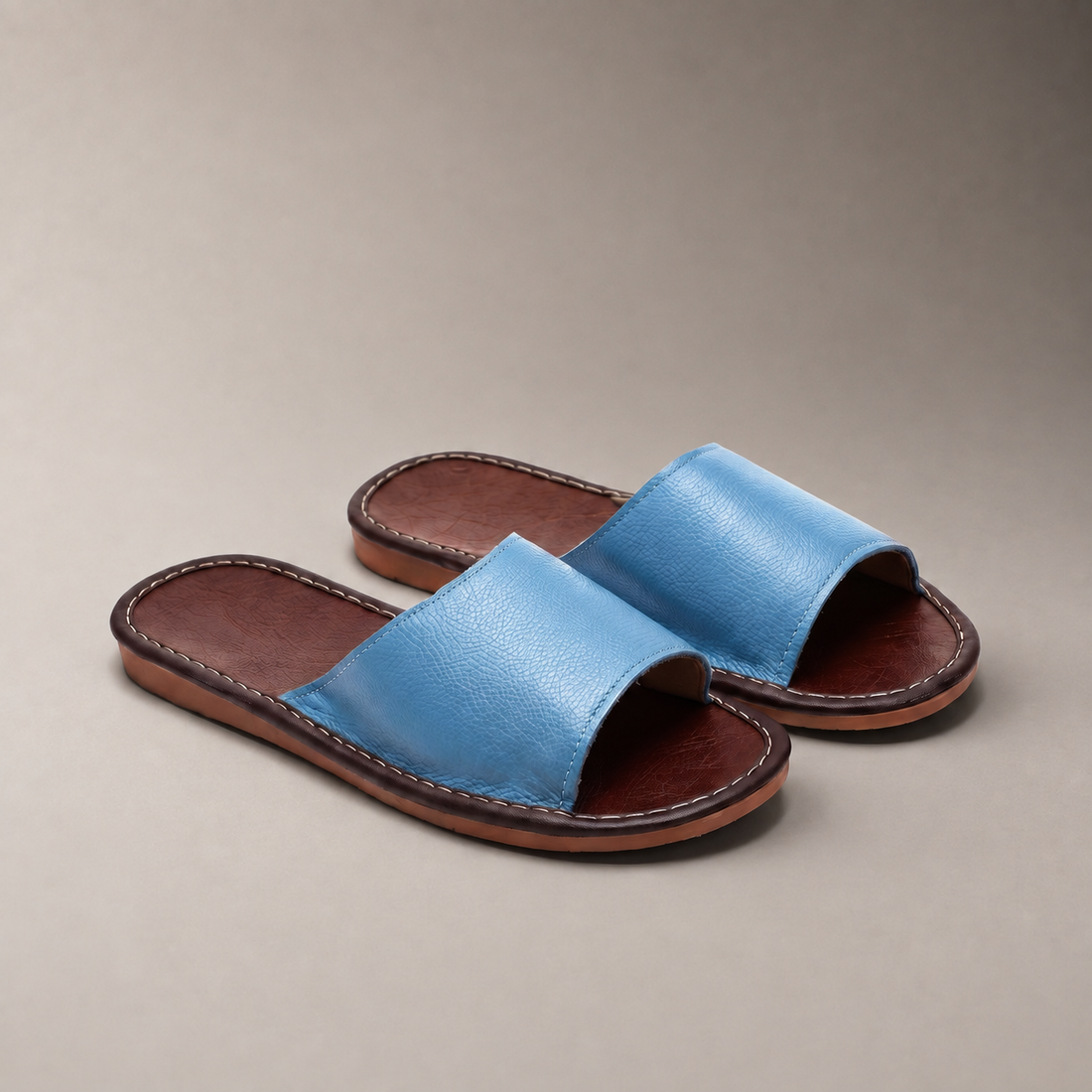 Men's Textured Leather Open-Toe Slide Sandal