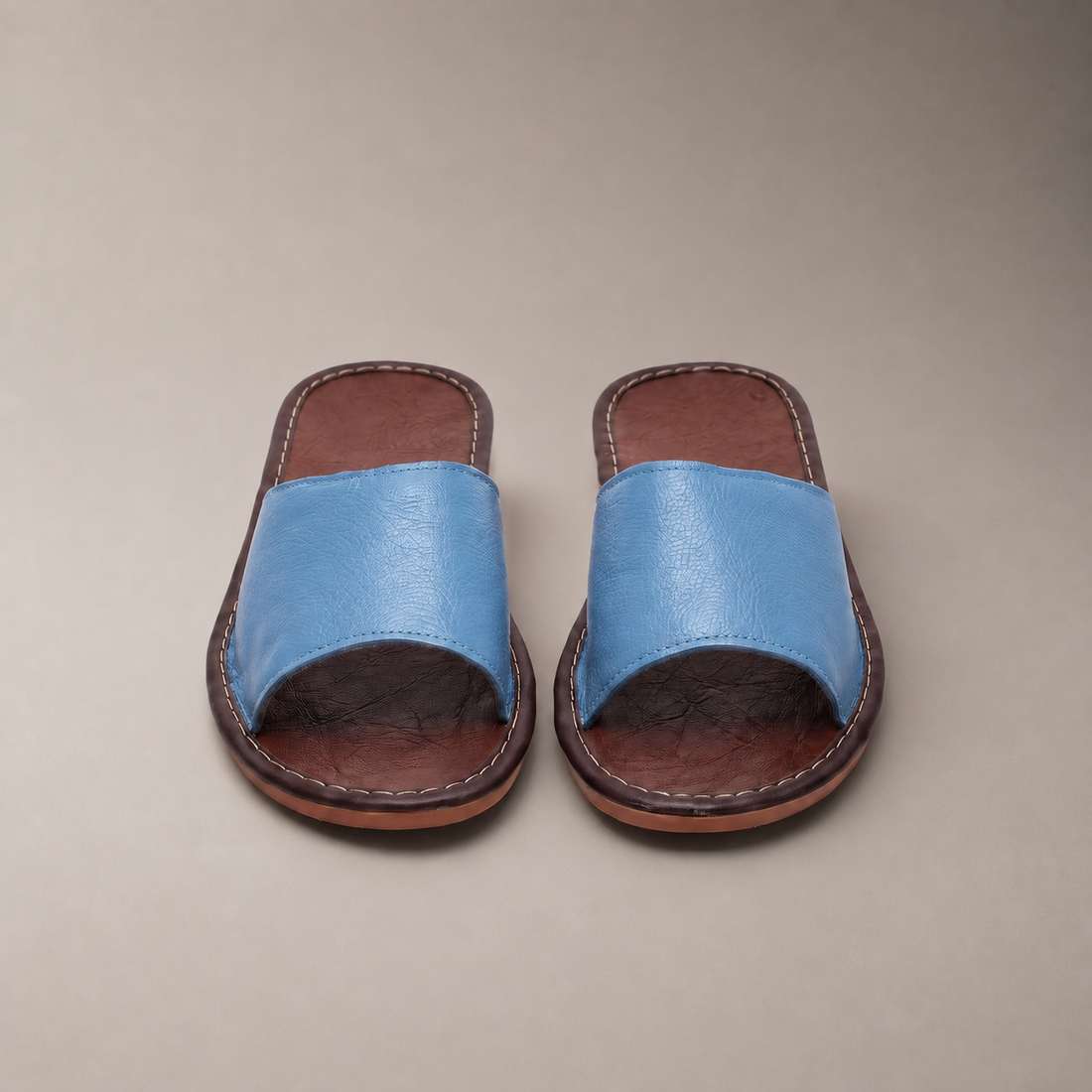 Men's Textured Leather Open-Toe Slide Sandal