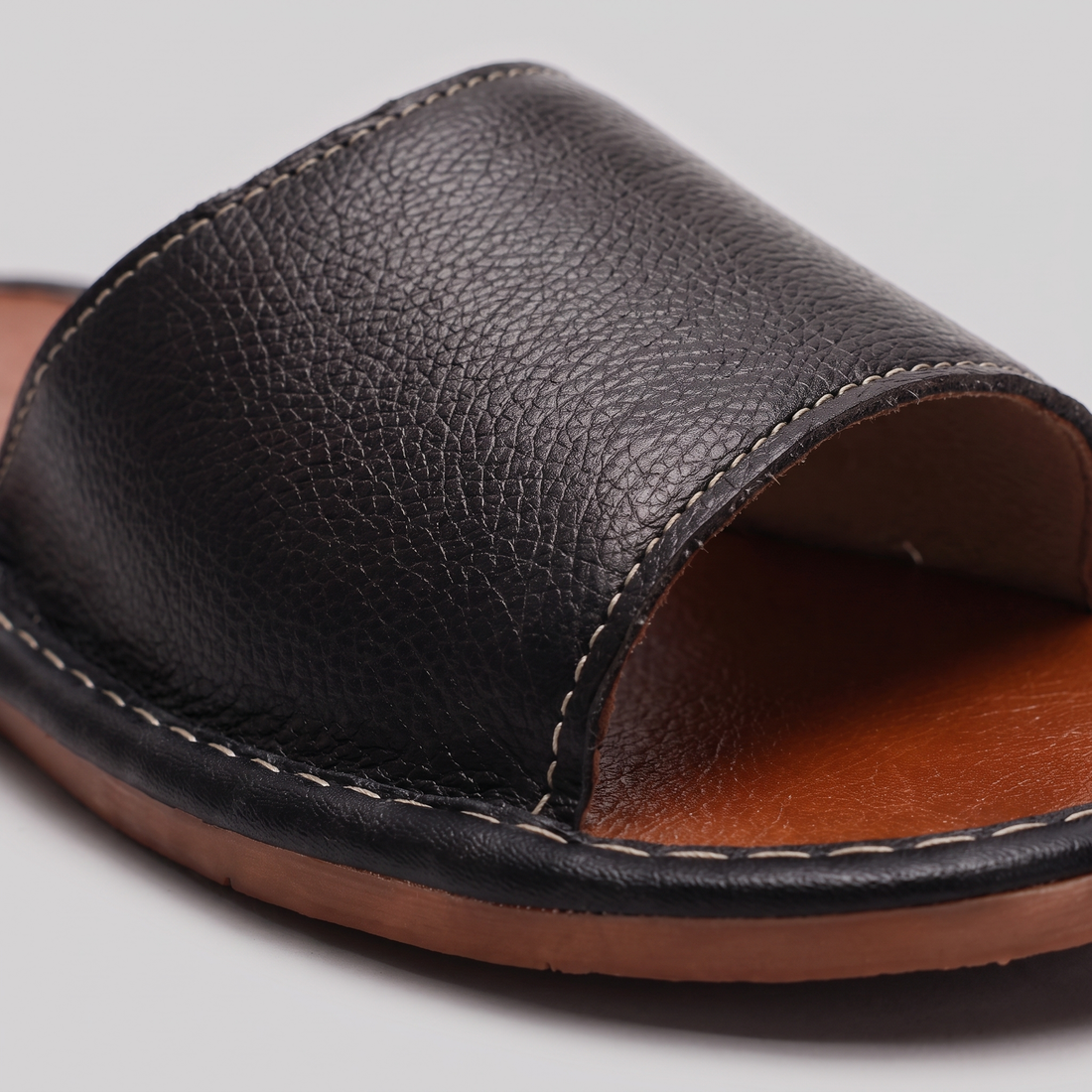 Men's Textured Leather Open-Toe Slide Sandal